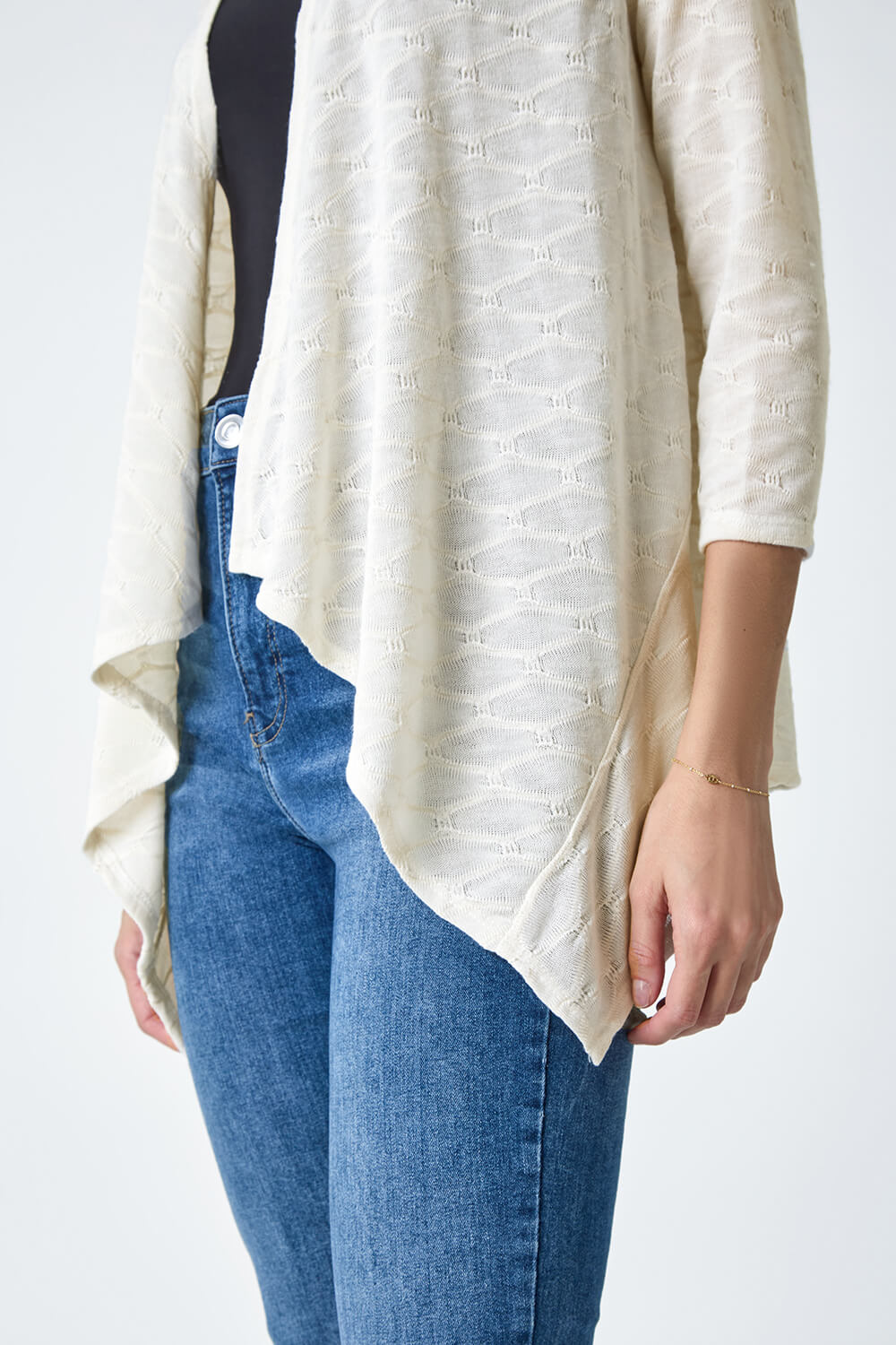 Stone Textured Waterfall Knit Cardigan, Image 5 of 5