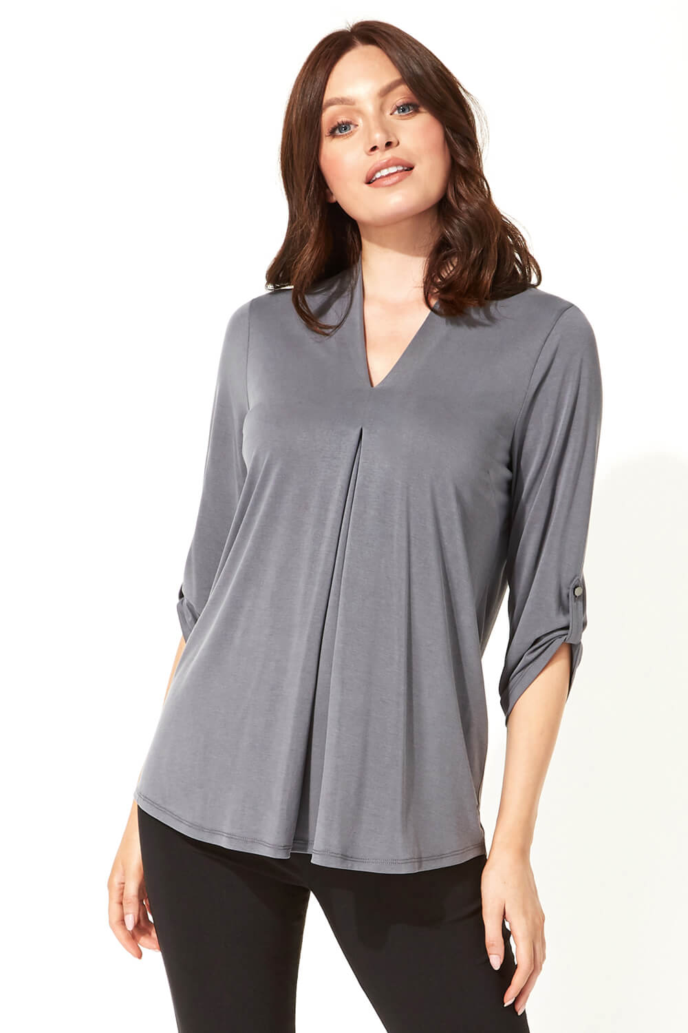 Pleat Front 3/4 Sleeve Top