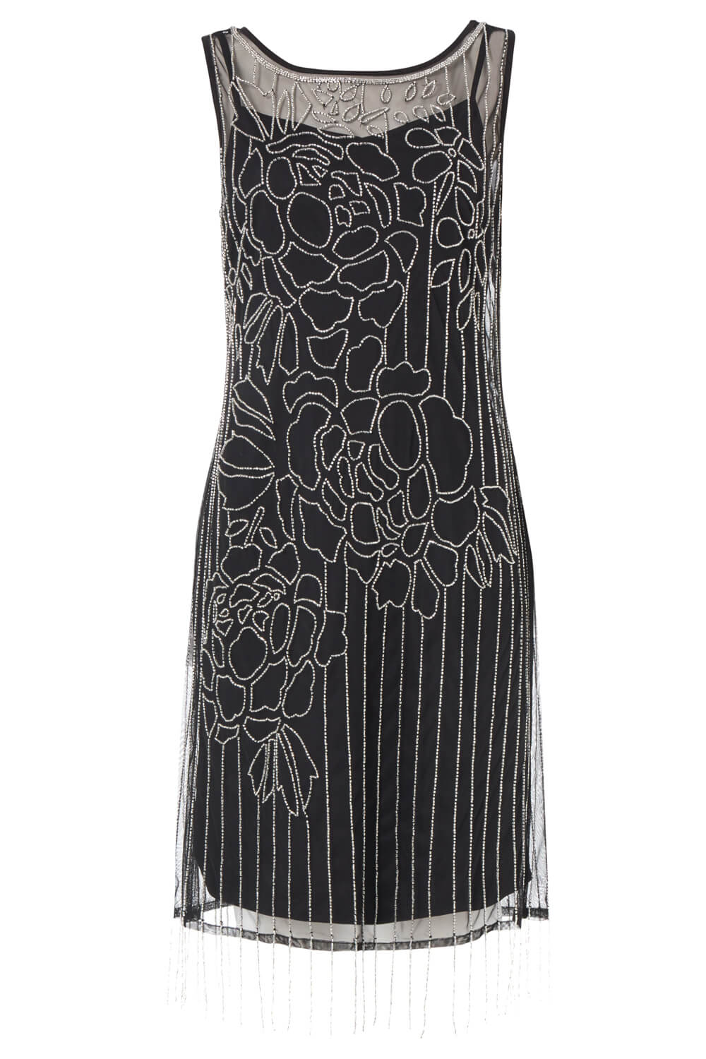 Black Floral Embellished Flapper Dress, Image 5 of 5