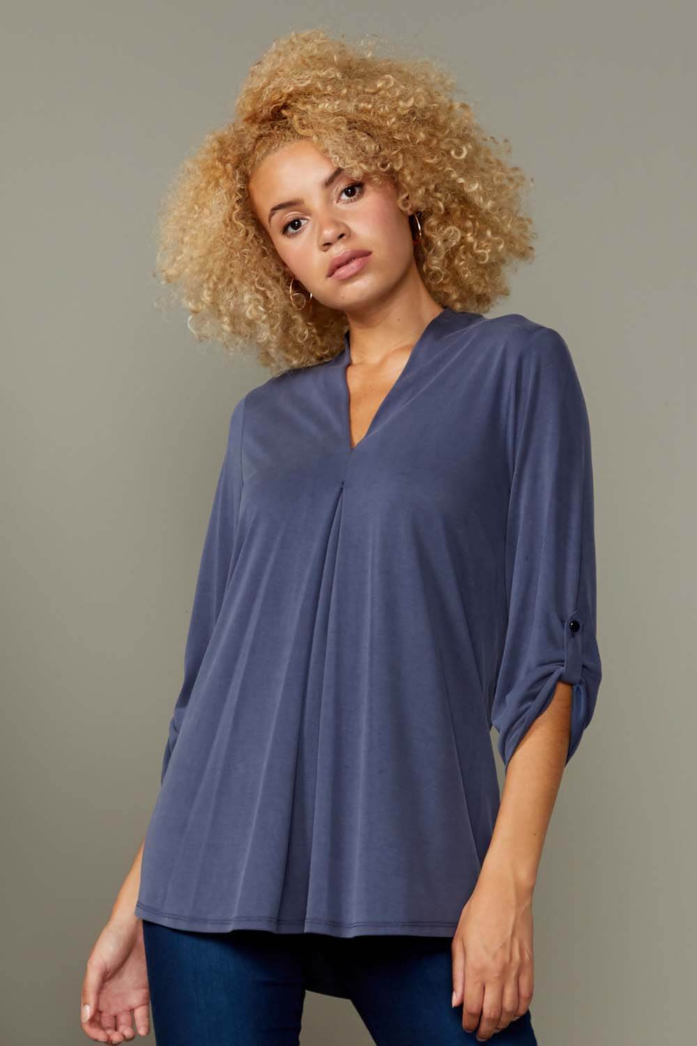 V-Neck Pleat Front Top