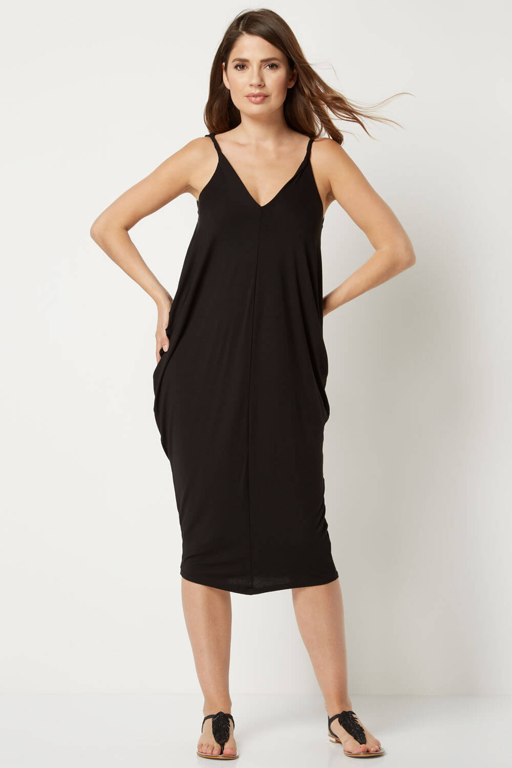 Black Jersey Slouch Dress, Image 2 of 4