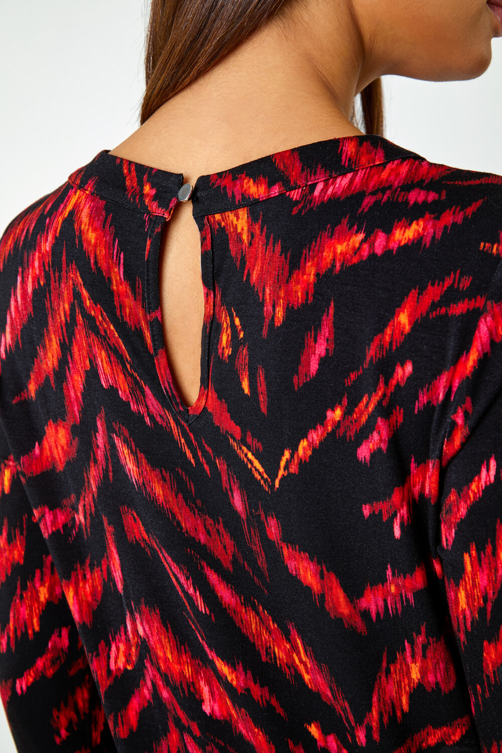 Red Animal Print Tunic Stretch Top, Image 5 of 5