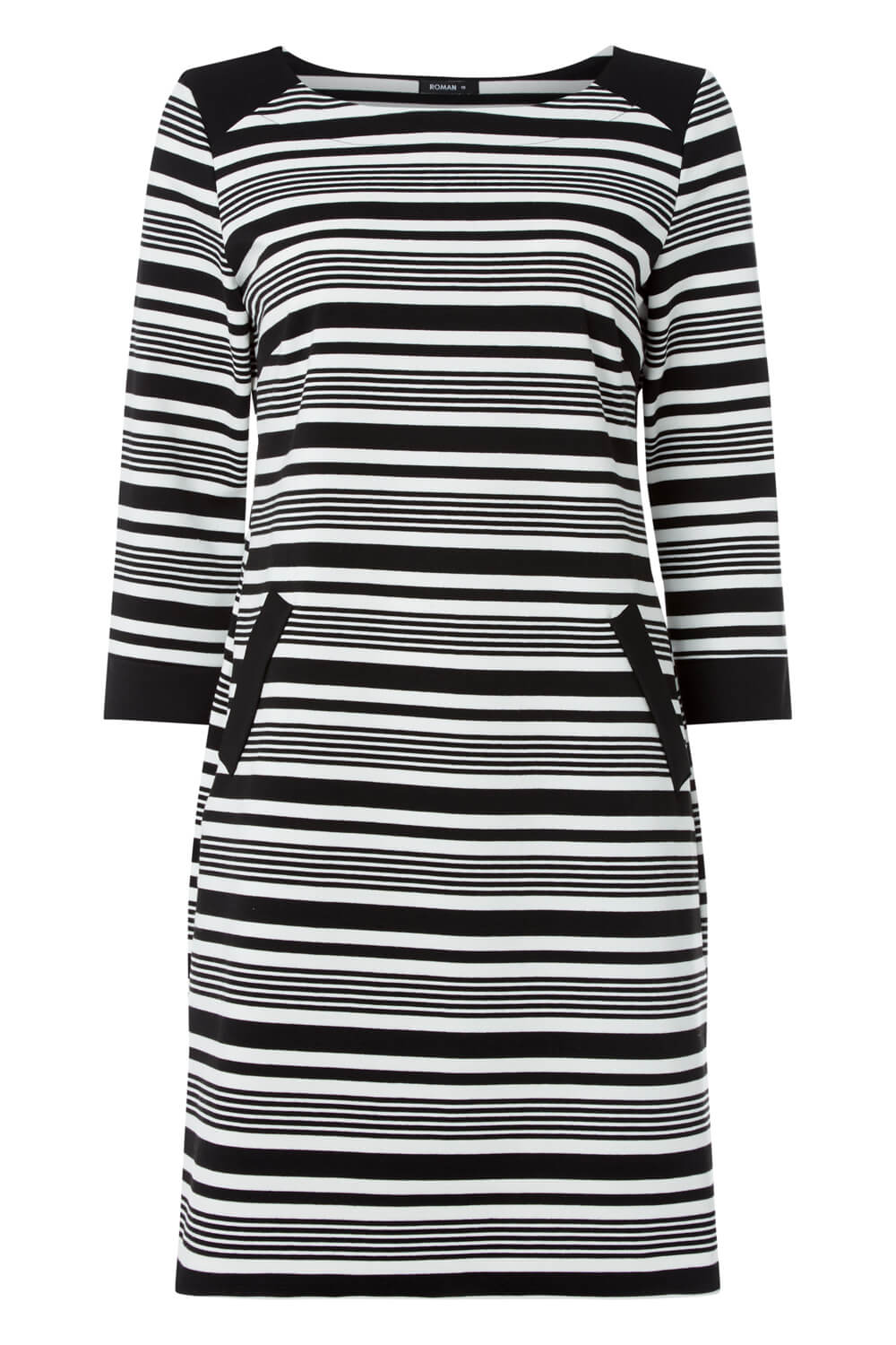 Black Contrast Stripe Pockets Dress, Image 4 of 4