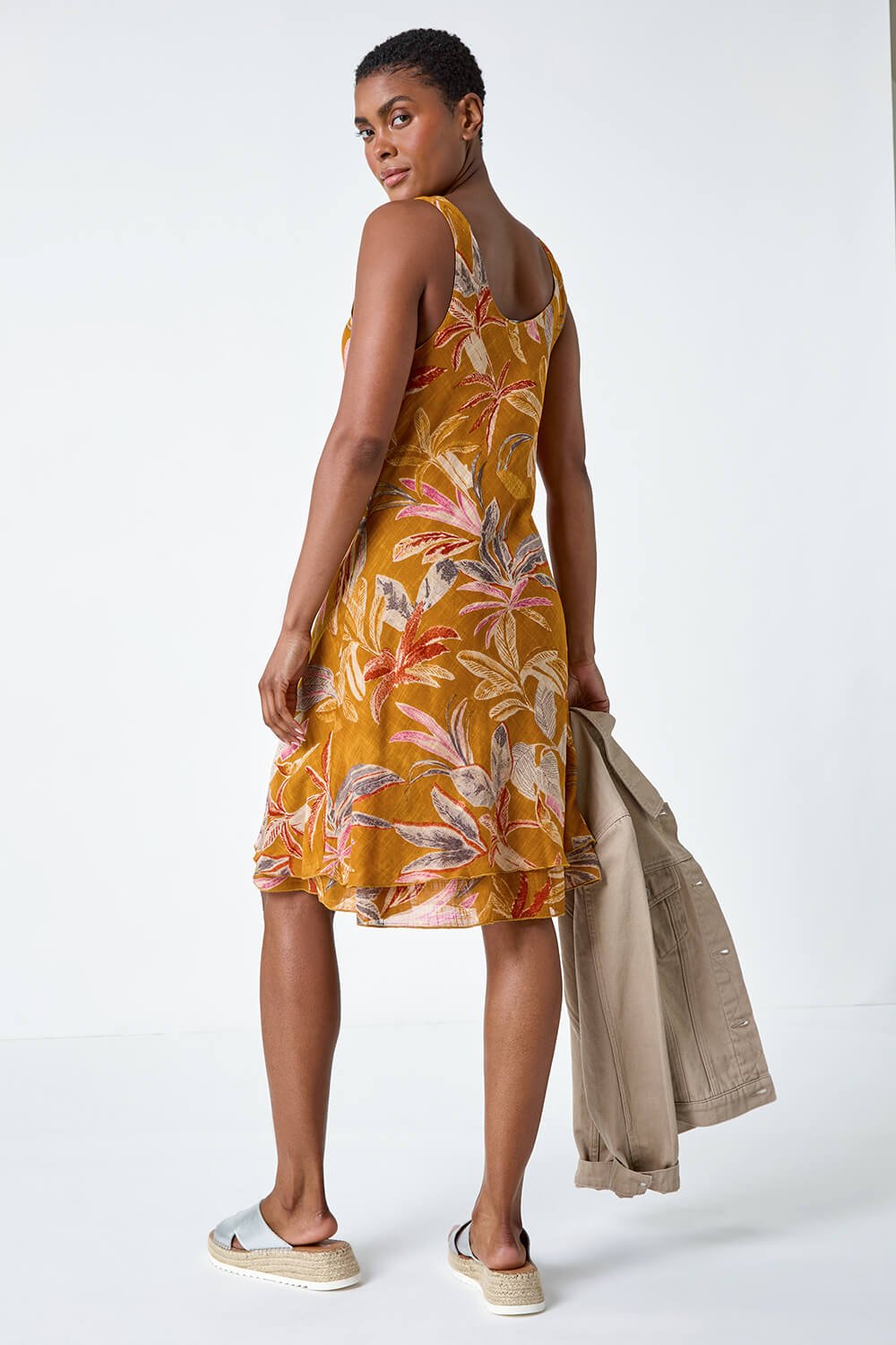 Amber Floral Print Cotton Layered Dress, Image 3 of 5