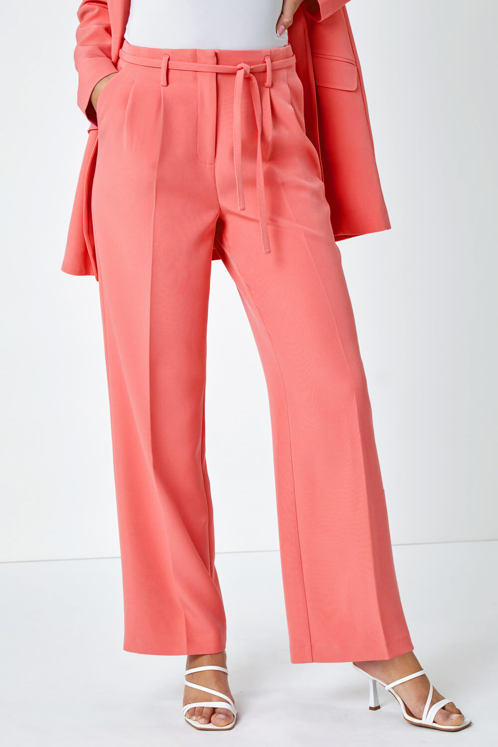 CORAL Crepe Stretch Straight Leg Trousers, Image 4 of 5