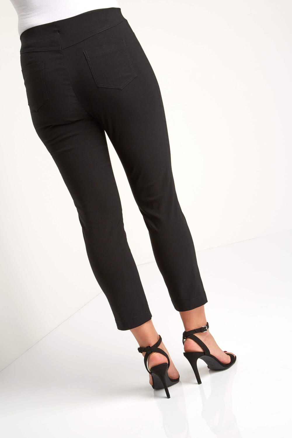 Black 3/4 Length Stretch Trouser, Image 2 of 5