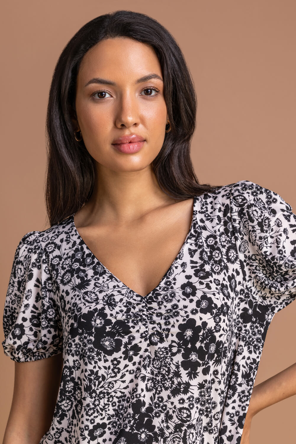 Floral Print Gathered Detail Top