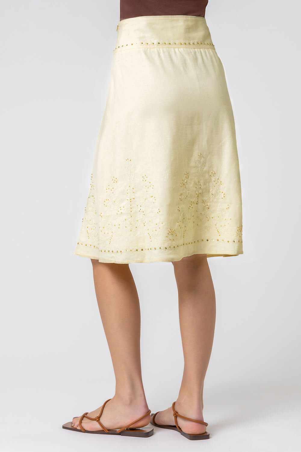 Lemon  Sequin Embellished A-Line Skirt, Image 2 of 4