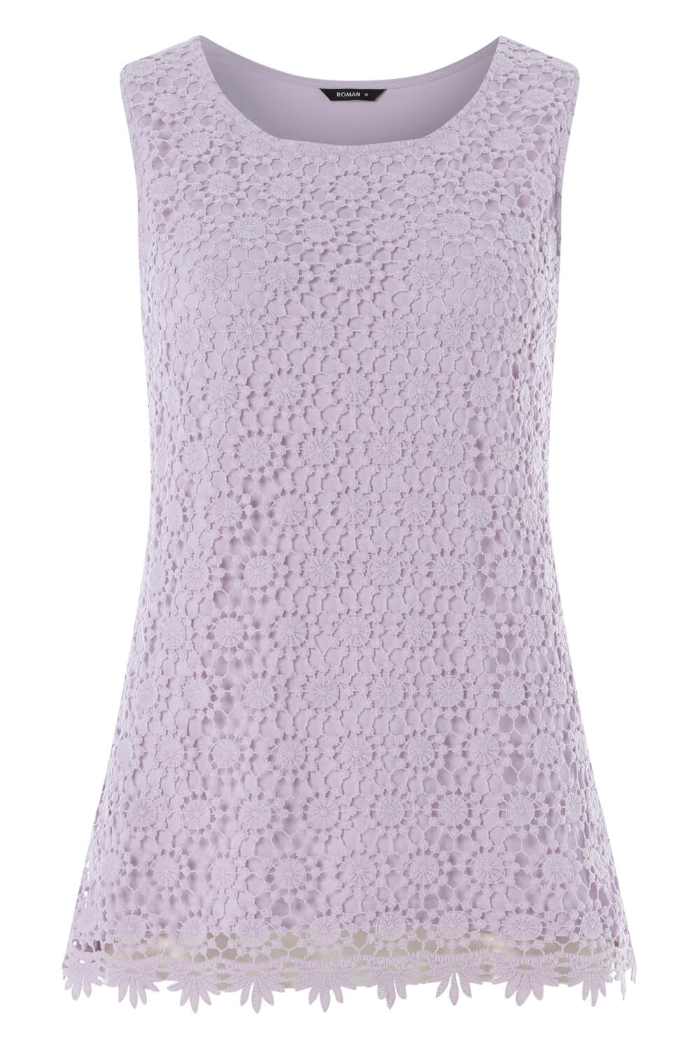 Lilac Lace Front Jersey Vest Top, Image 4 of 8