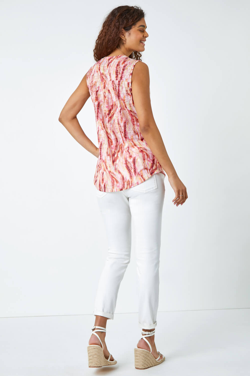 PINK Abstract Burnout Sleeveless Stretch Top, Image 3 of 5