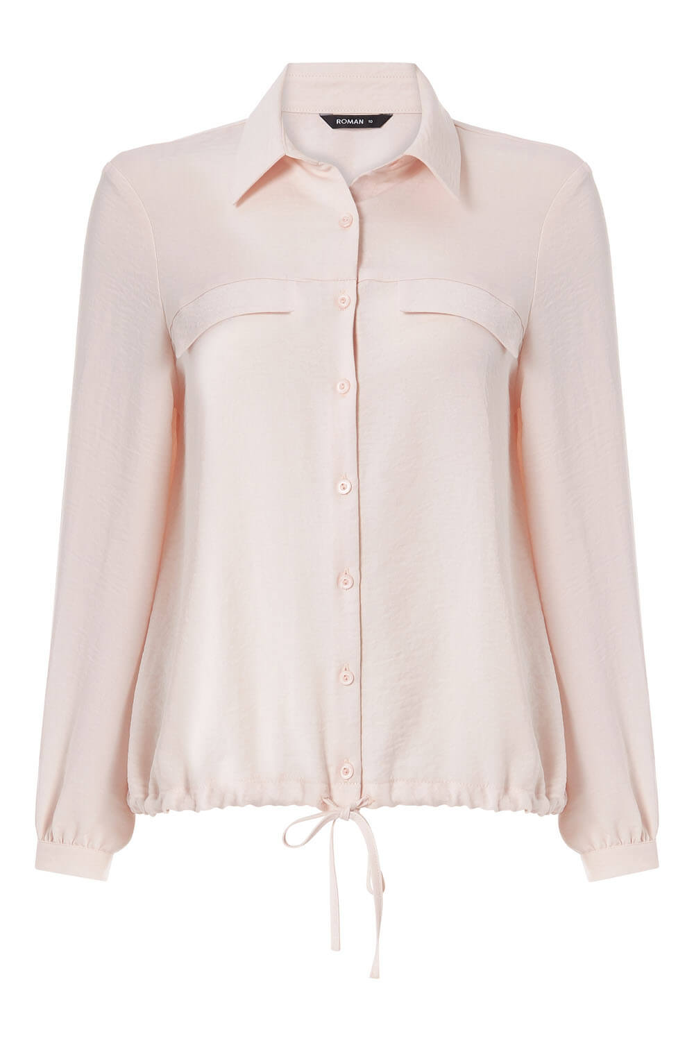 Light Pink Drawstring Hem Button Through Shirt, Image 5 of 5