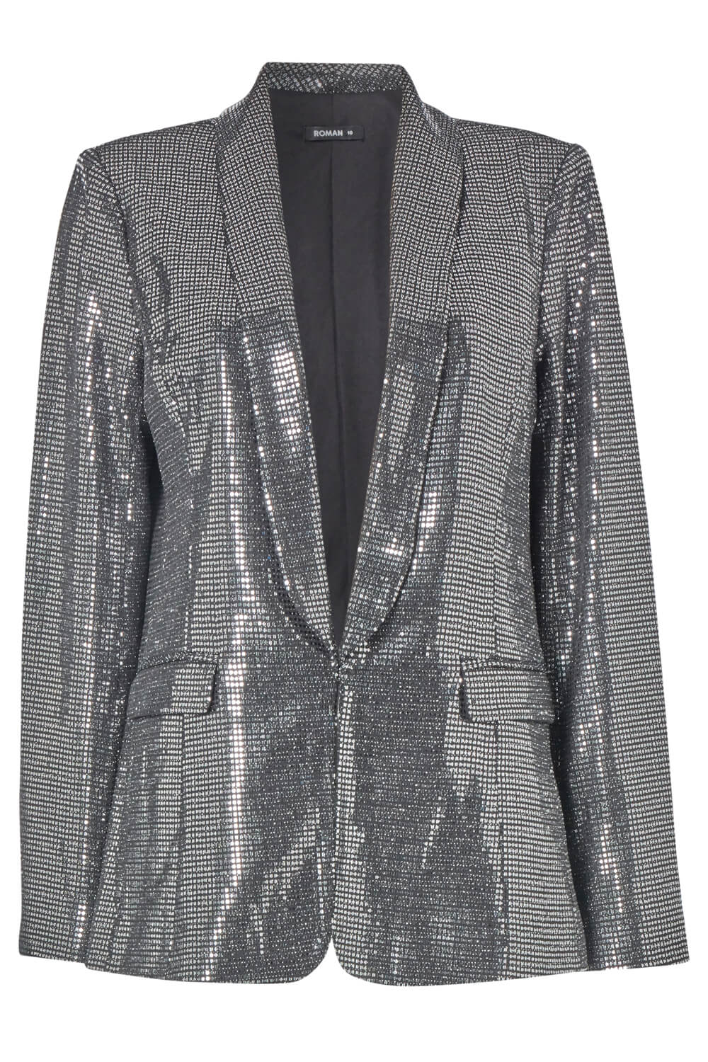 Silver Sparkle Embellished Blazer Jacket , Image 5 of 5