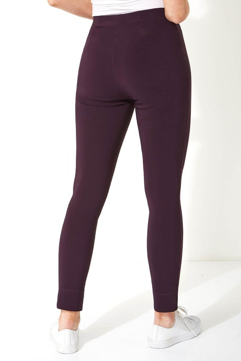 Aubergine Full Length Stretch Trousers, Image 3 of 6