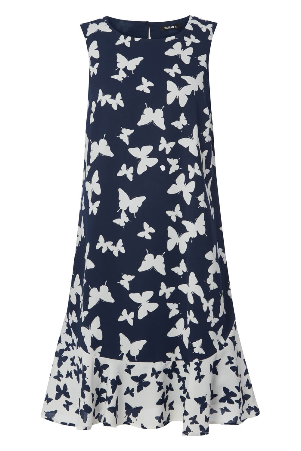 Navy  Butterfly Frill Swing Dress, Image 3 of 3