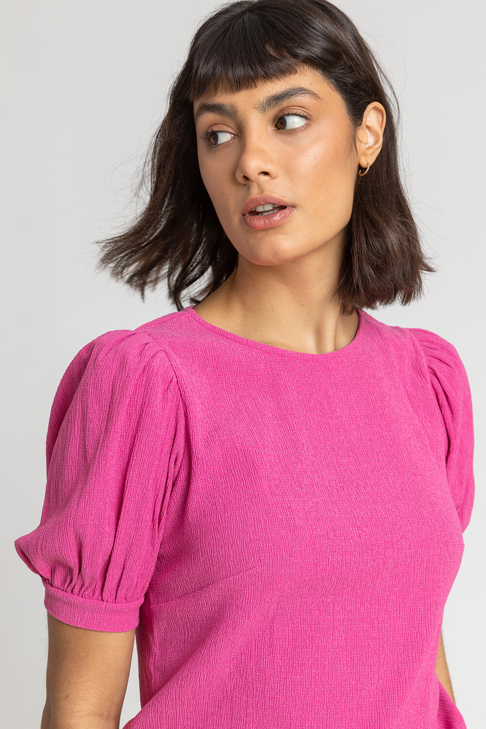 PINK Textured Puff Sleeve Jersey Top, Image 4 of 4