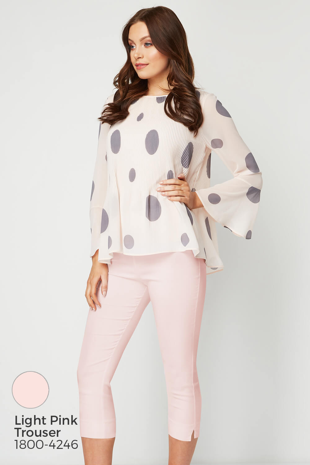 PINK Spot Print Pleated top , Image 8 of 8