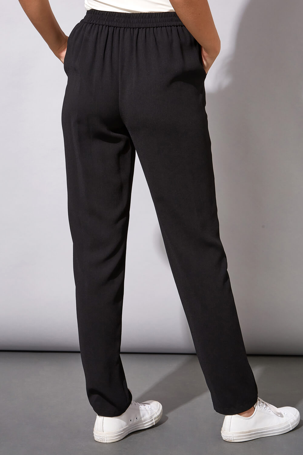 Black 27 Inch Tie Front Jogger, Image 2 of 4