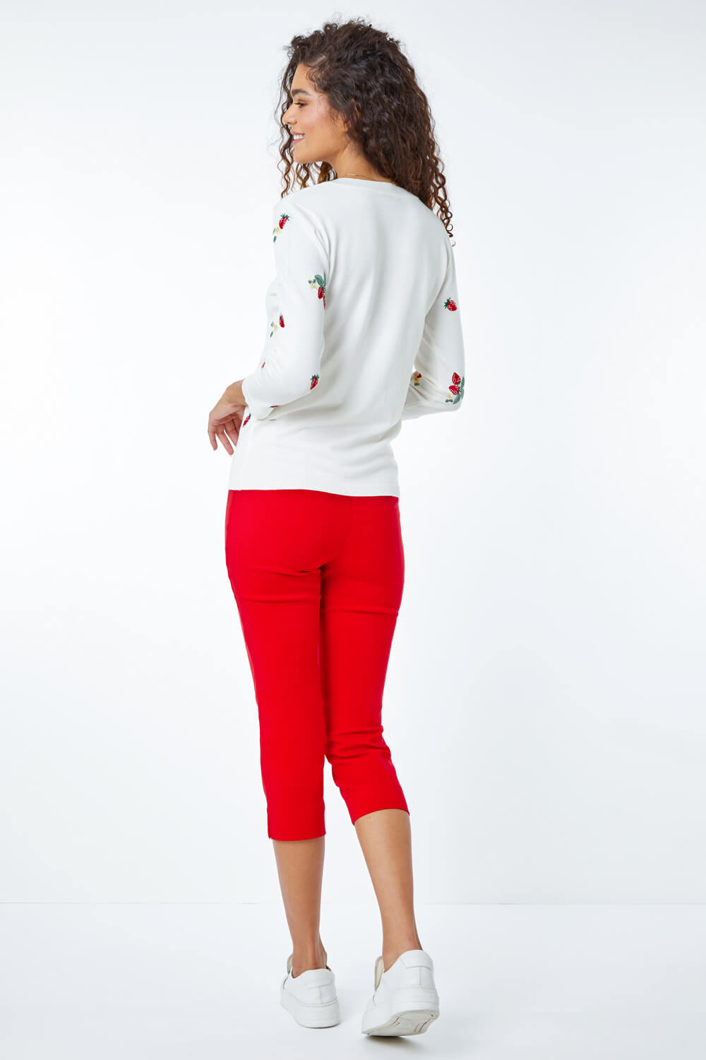 Ivory Strawberry Embroidered Jumper | Roman UK