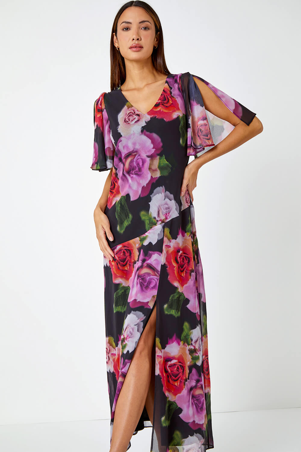 Floral Print Tie Back Maxi Dress