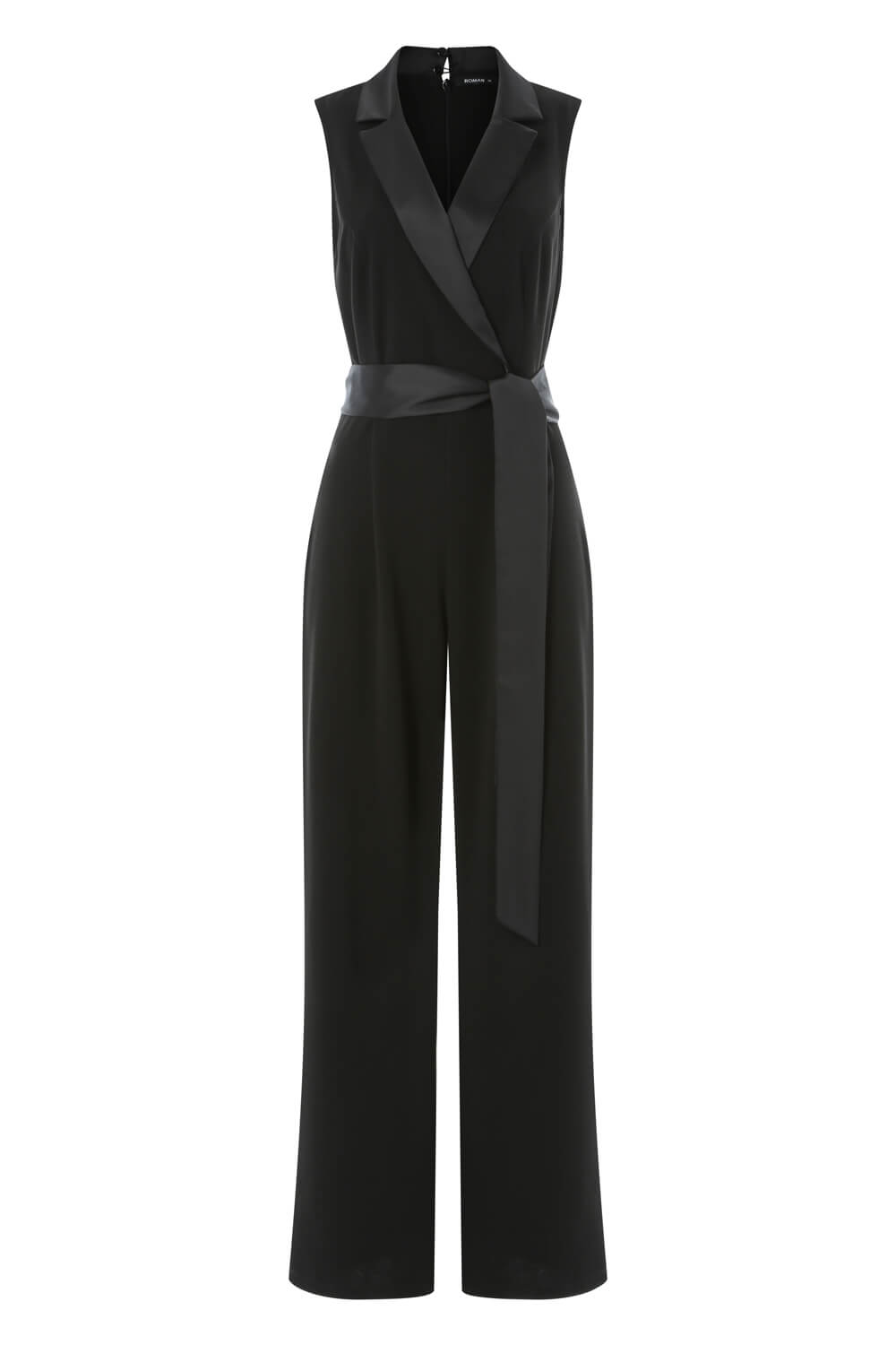 Tuxedo Style Jumpsuit in Black - Roman Originals UK