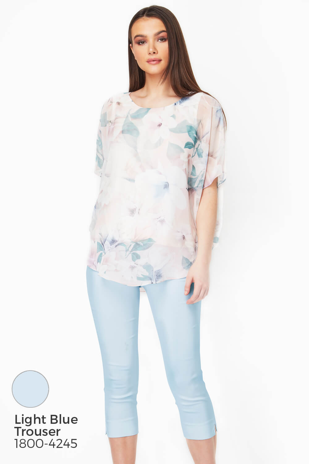 Light Pink Floral Chiffon Overlay Top , Image 7 of 8