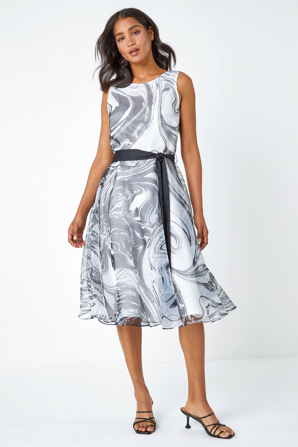 Sleeveless Marble Print Dress 