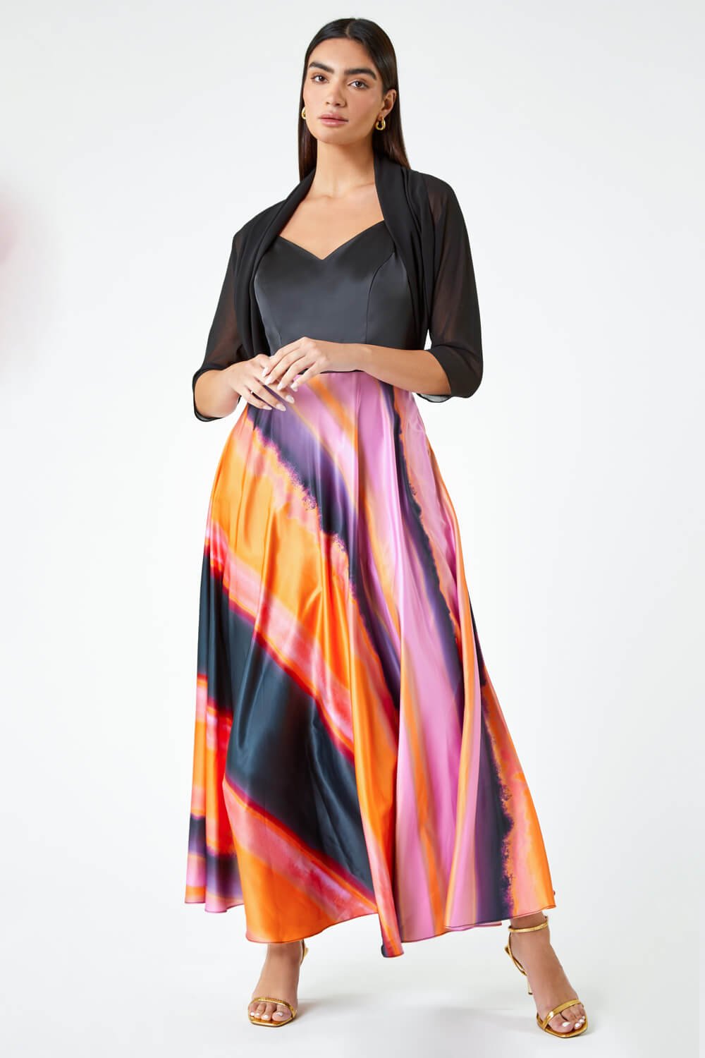 PINK Luxe Colourblock Fit & Flare Maxi Dress, Image 6 of 6