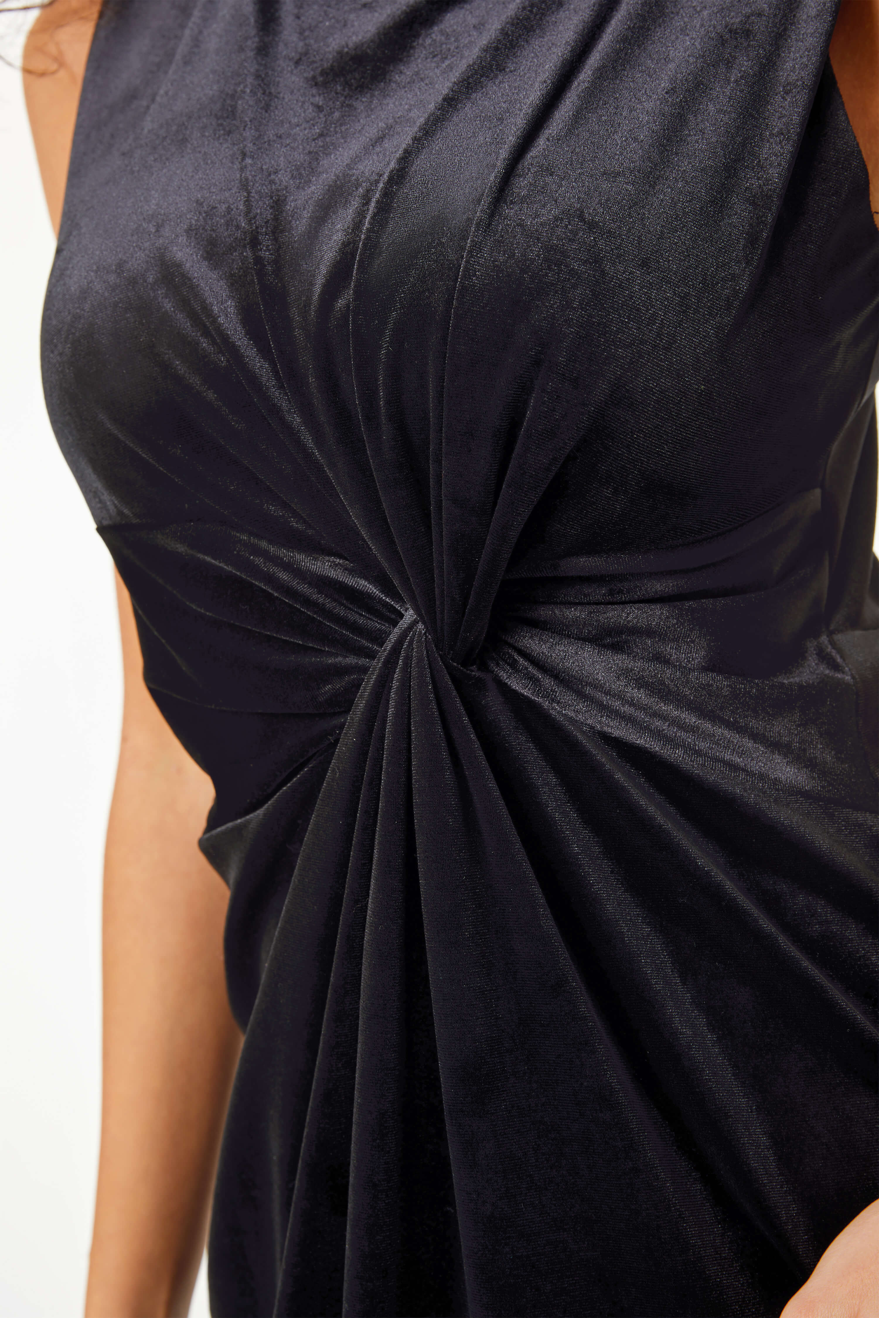 Black Petite Twist Velvet Midi Dress, Image 5 of 5