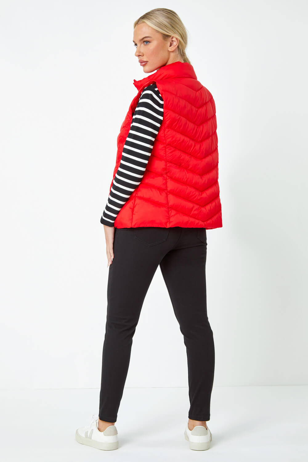 Red Petite Quilted Padded Gilet, Image 3 of 5