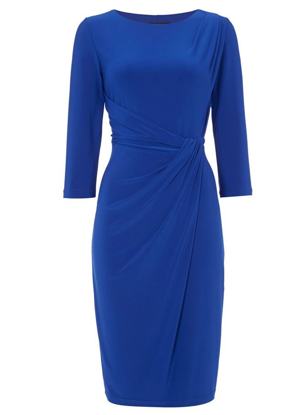 3/4 Sleeve Twist Waist Dress in Royal Blue - Roman Originals UK