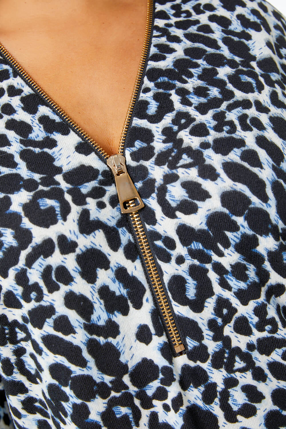 Blue Curve Animal Zip Front Top, Image 5 of 5