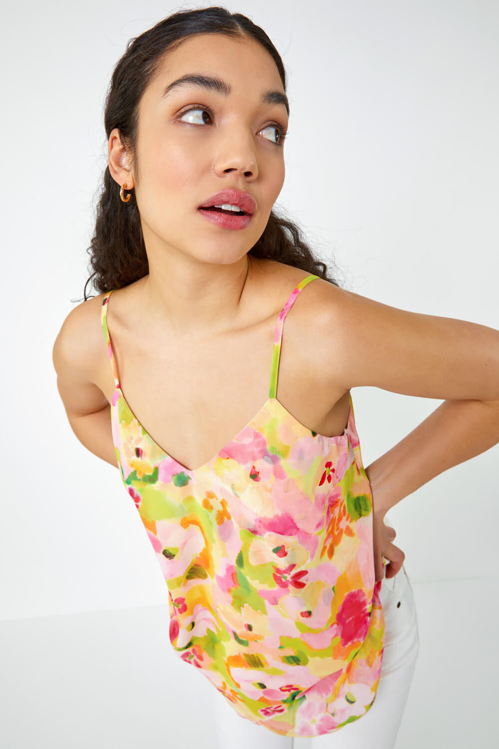 Floral Print Double Layer Cami Top