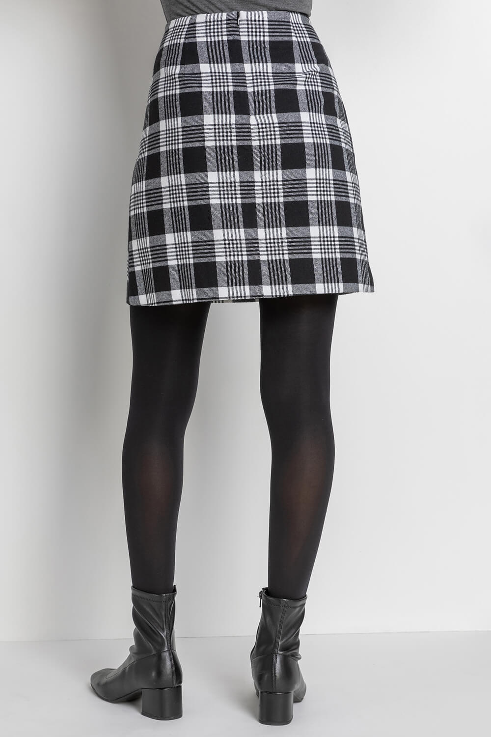 Black Check Print Zip Pocket Skirt, Image 2 of 4