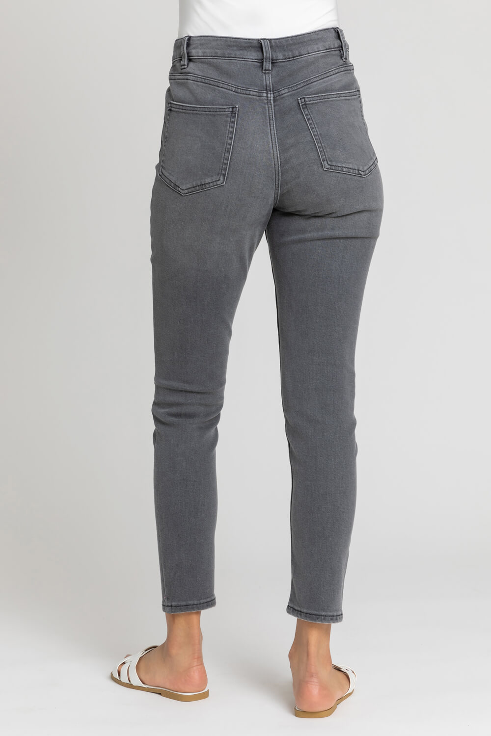 Grey Ripped Stretch Skinny Jeans, Image 2 of 5