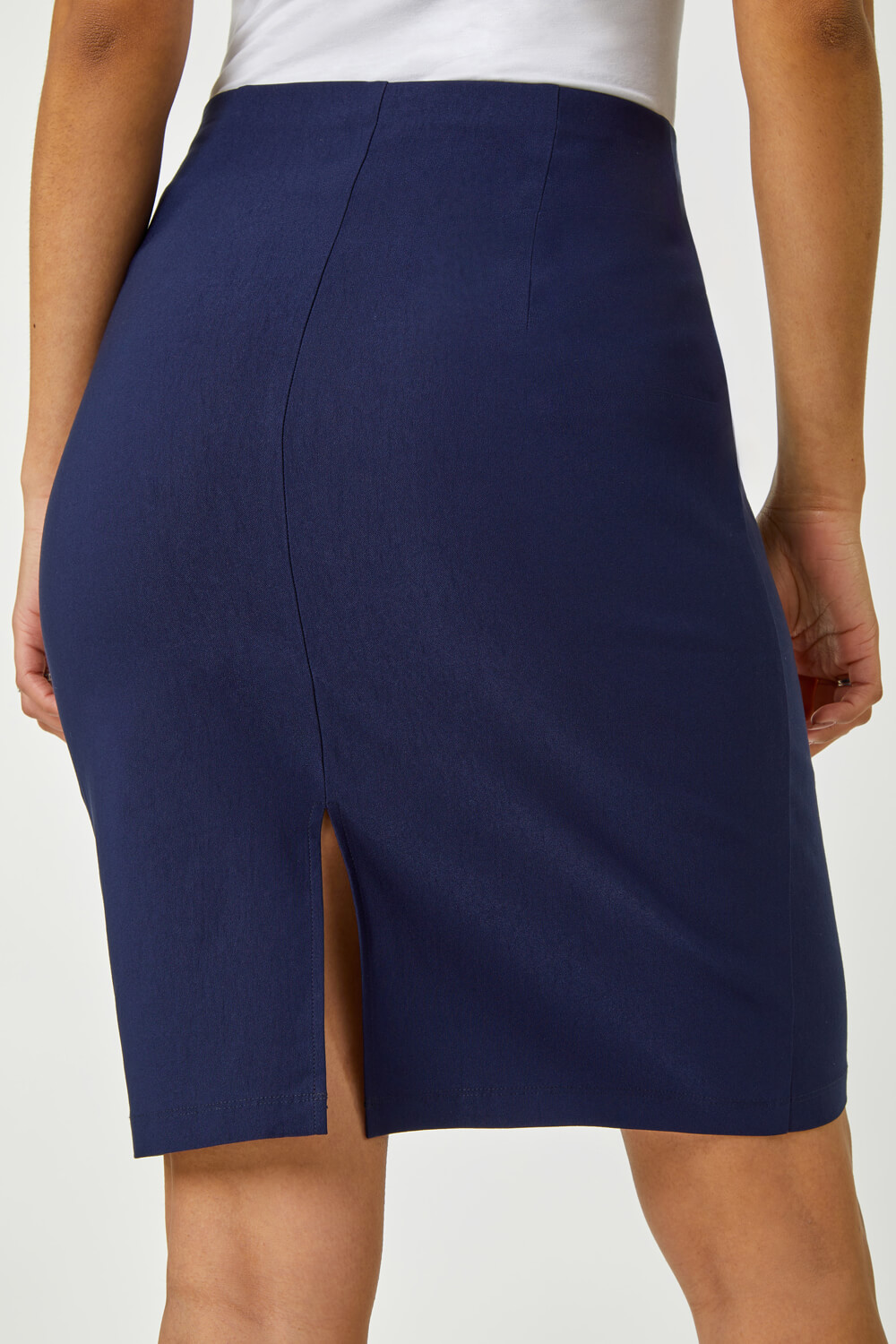 Navy  Pull On Stretch Pencil Skirt, Image 5 of 5