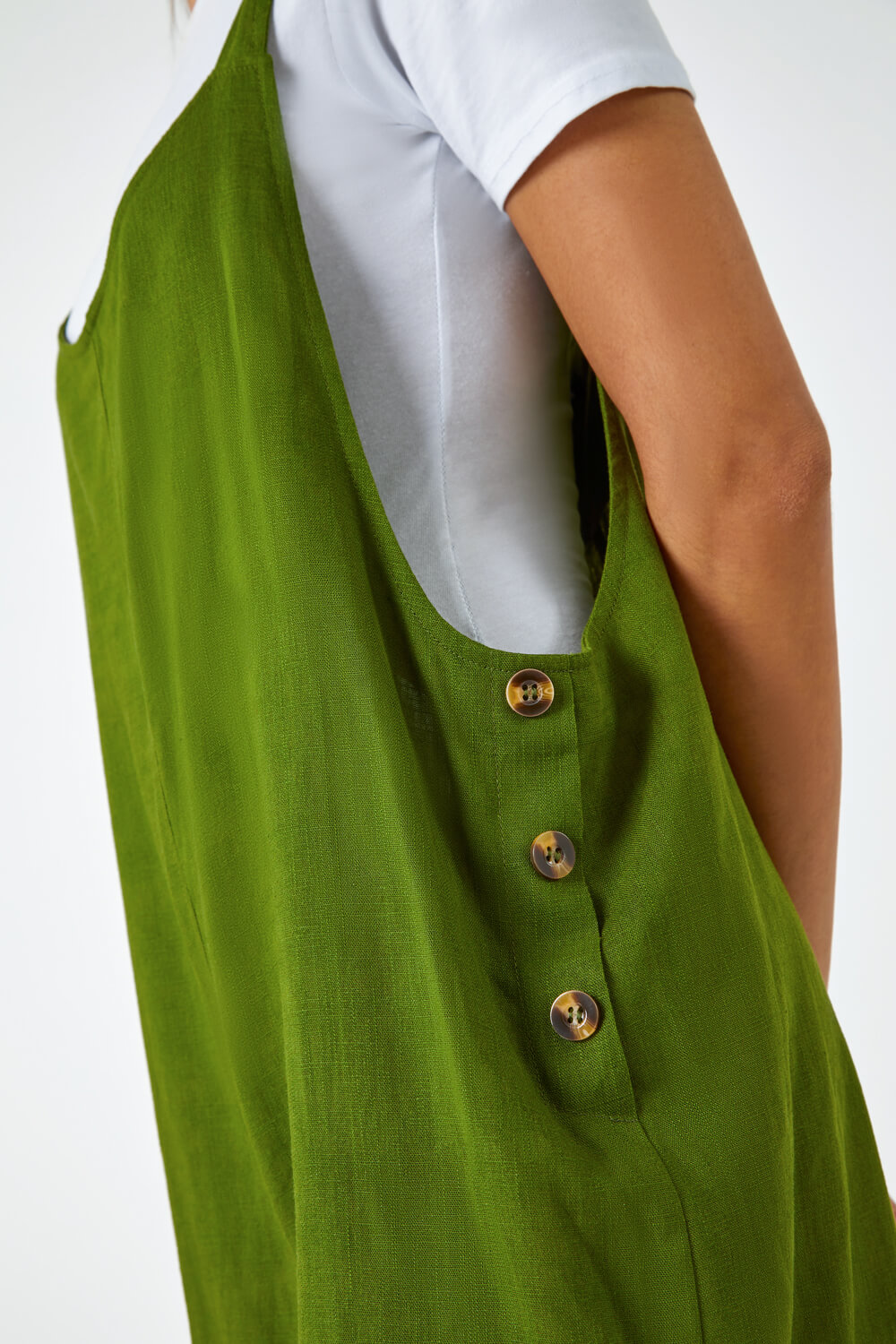 Green Shoulder Tie Cotton Playsuit, Image 5 of 5