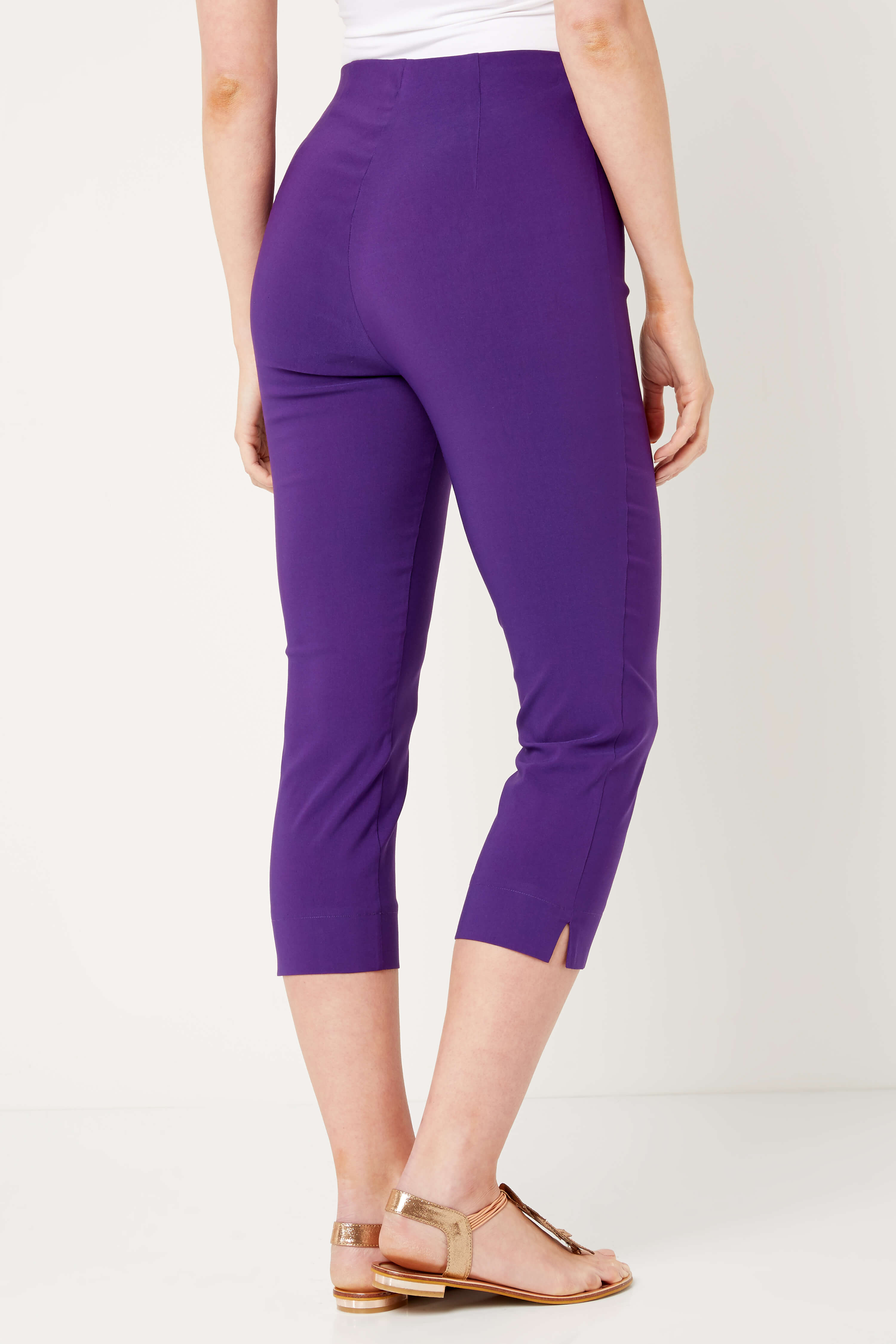 Purple Cropped Stretch Trouser, Image 2 of 4