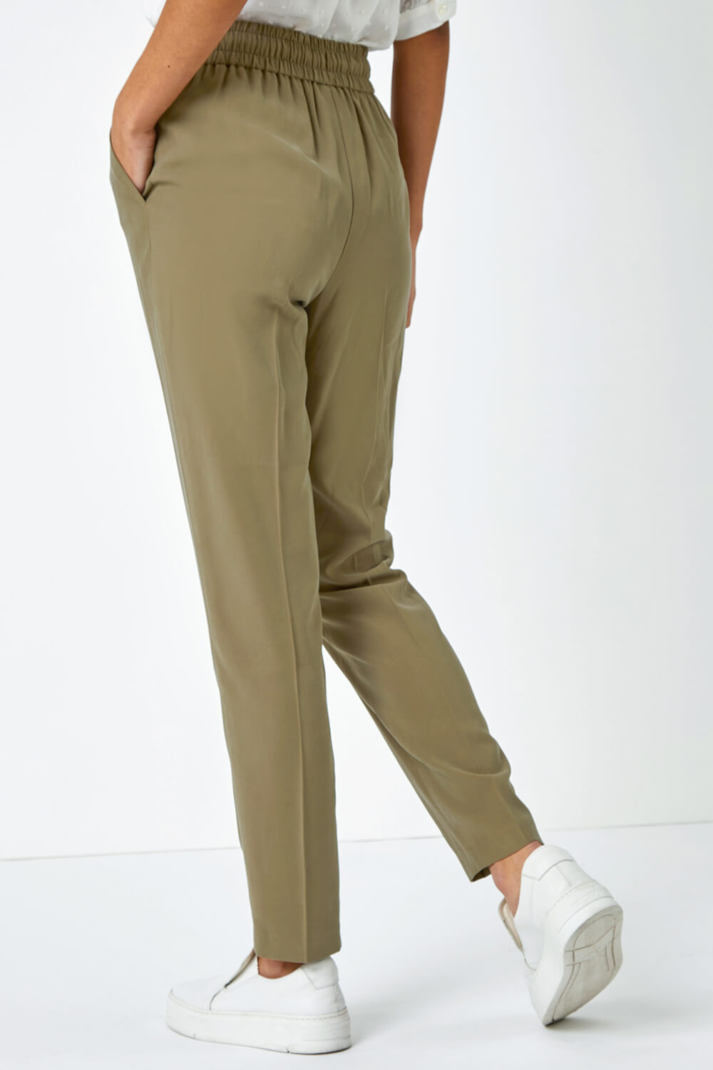 Smart Drawstring Joggers in Khaki - Roman Originals UK