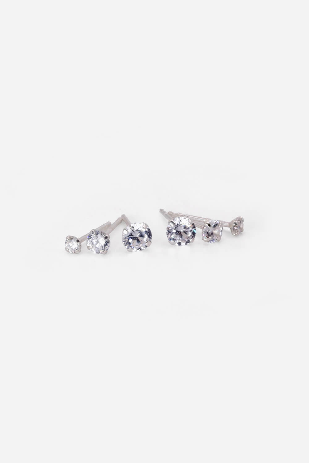 Sterling Silver Cubic Zirconia Stud Earring Set , Image 2 of 4