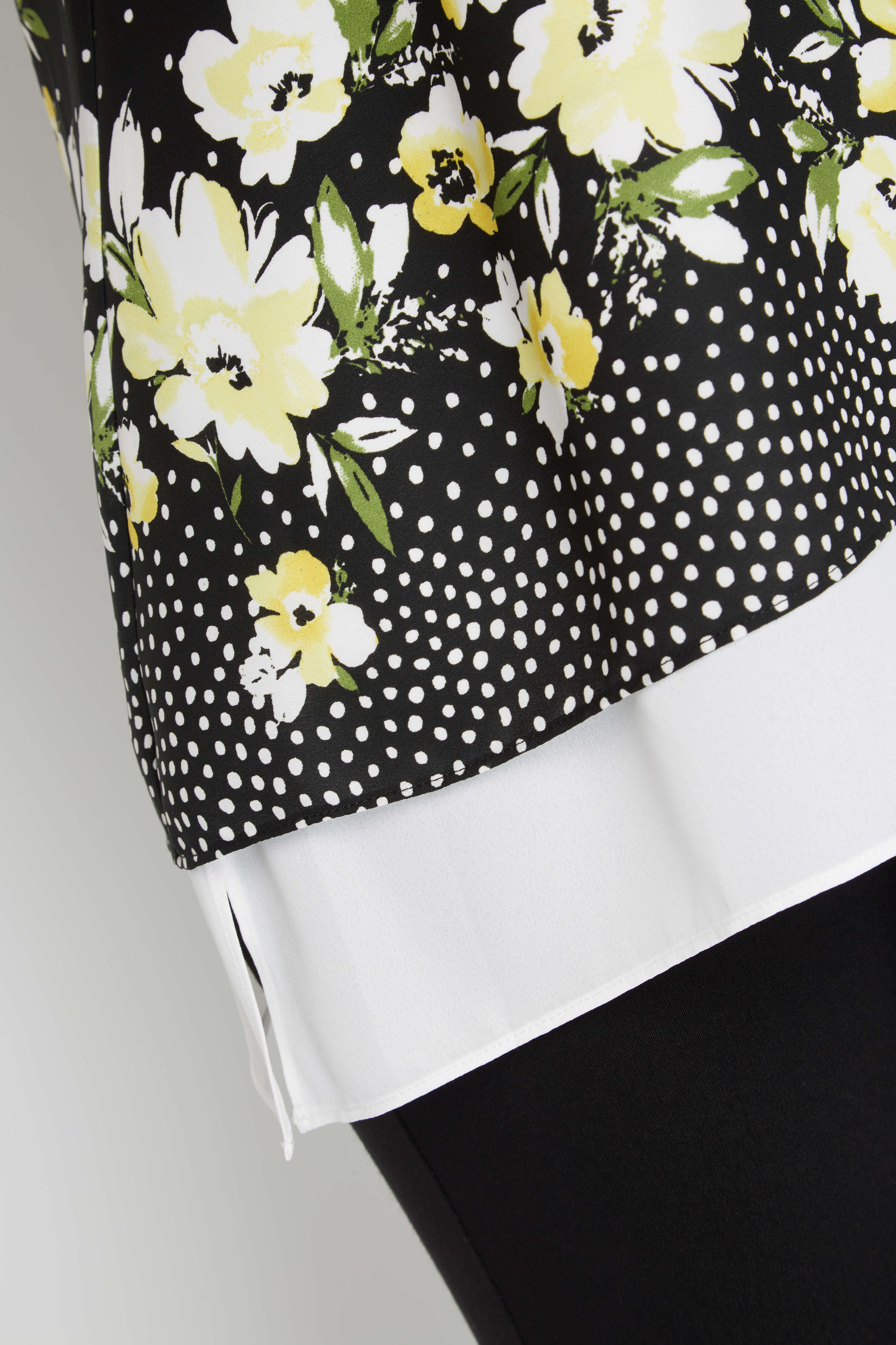 Black Floral Print Overlay Top, Image 4 of 5