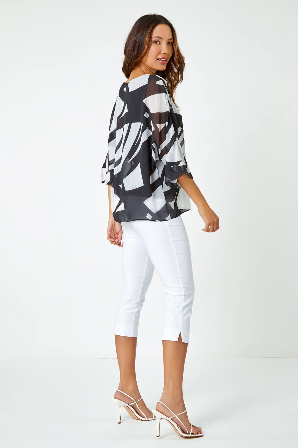 Black Abstract Print Overlay Top, Image 3 of 5