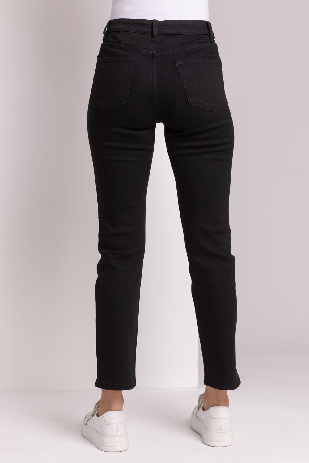 Black 29" Stretch Slim Leg Jeans, Image 2 of 4