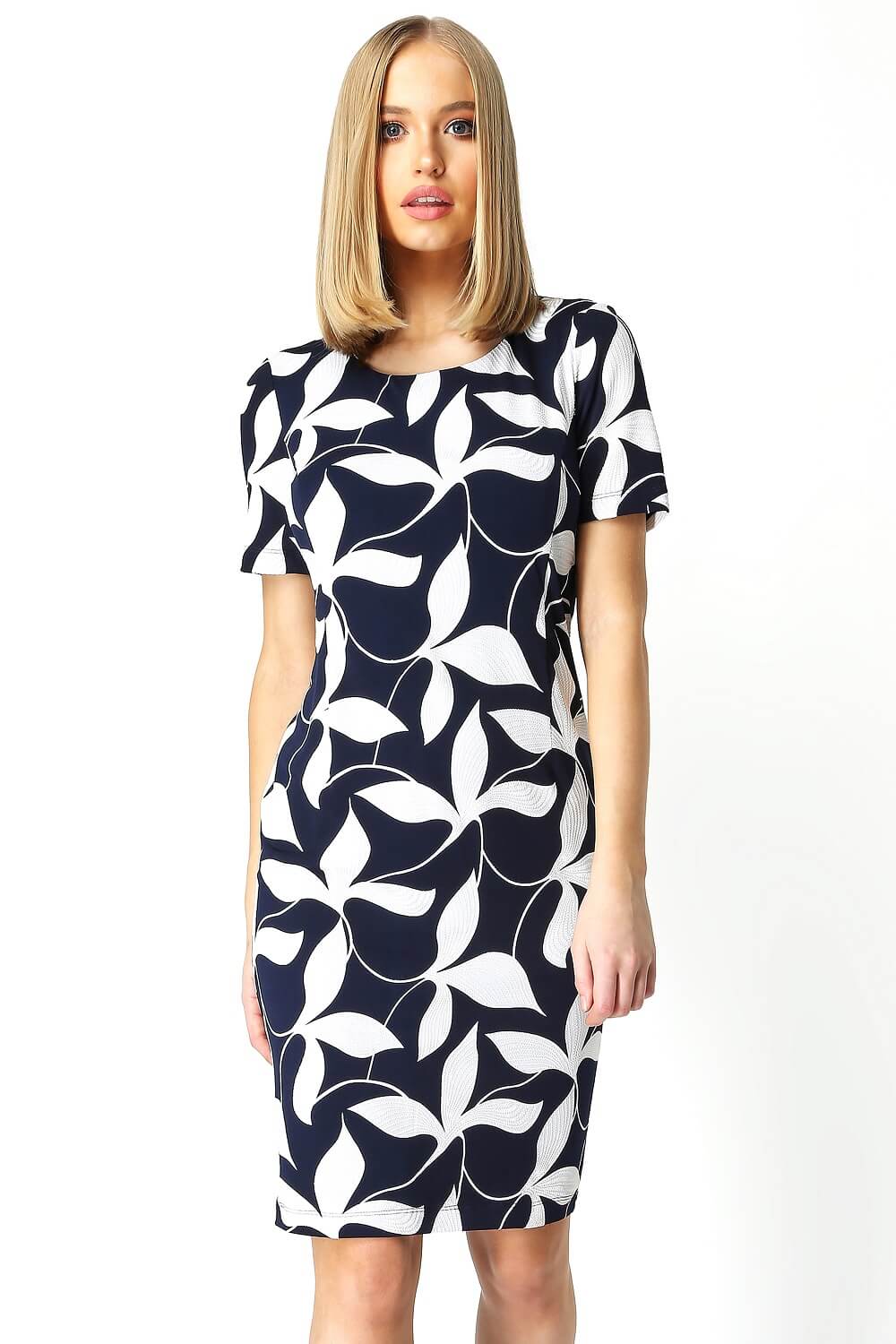 Abstract Leaf Textured Print Shift Dress