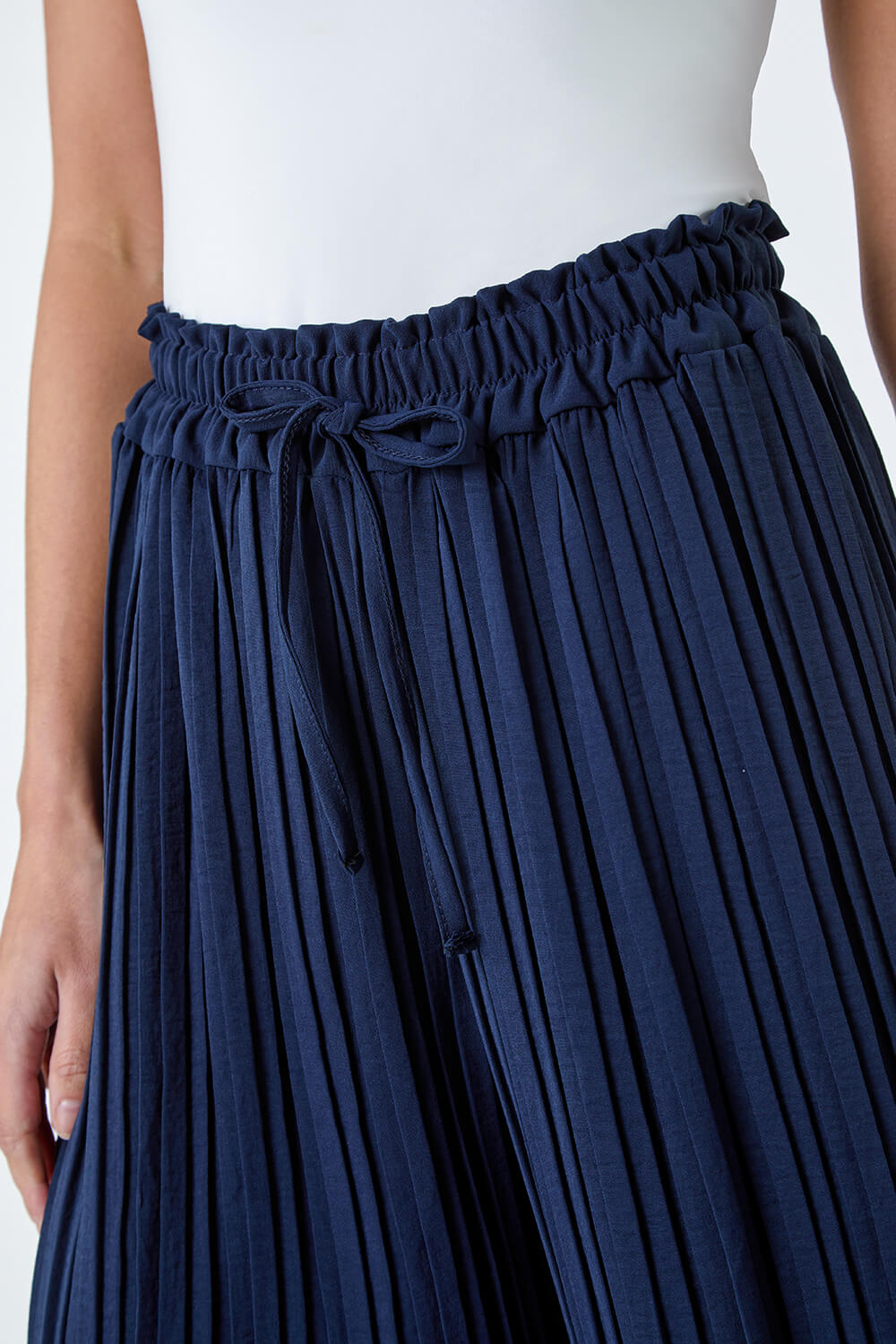Navy  Petite Pleated Wide Leg Trousers, Image 4 of 6