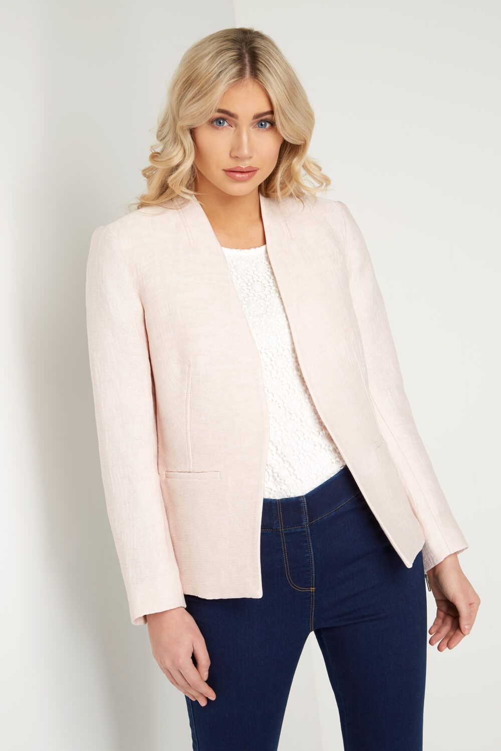 Pleat Tailored Jacket in Light Pink - Roman Originals UK