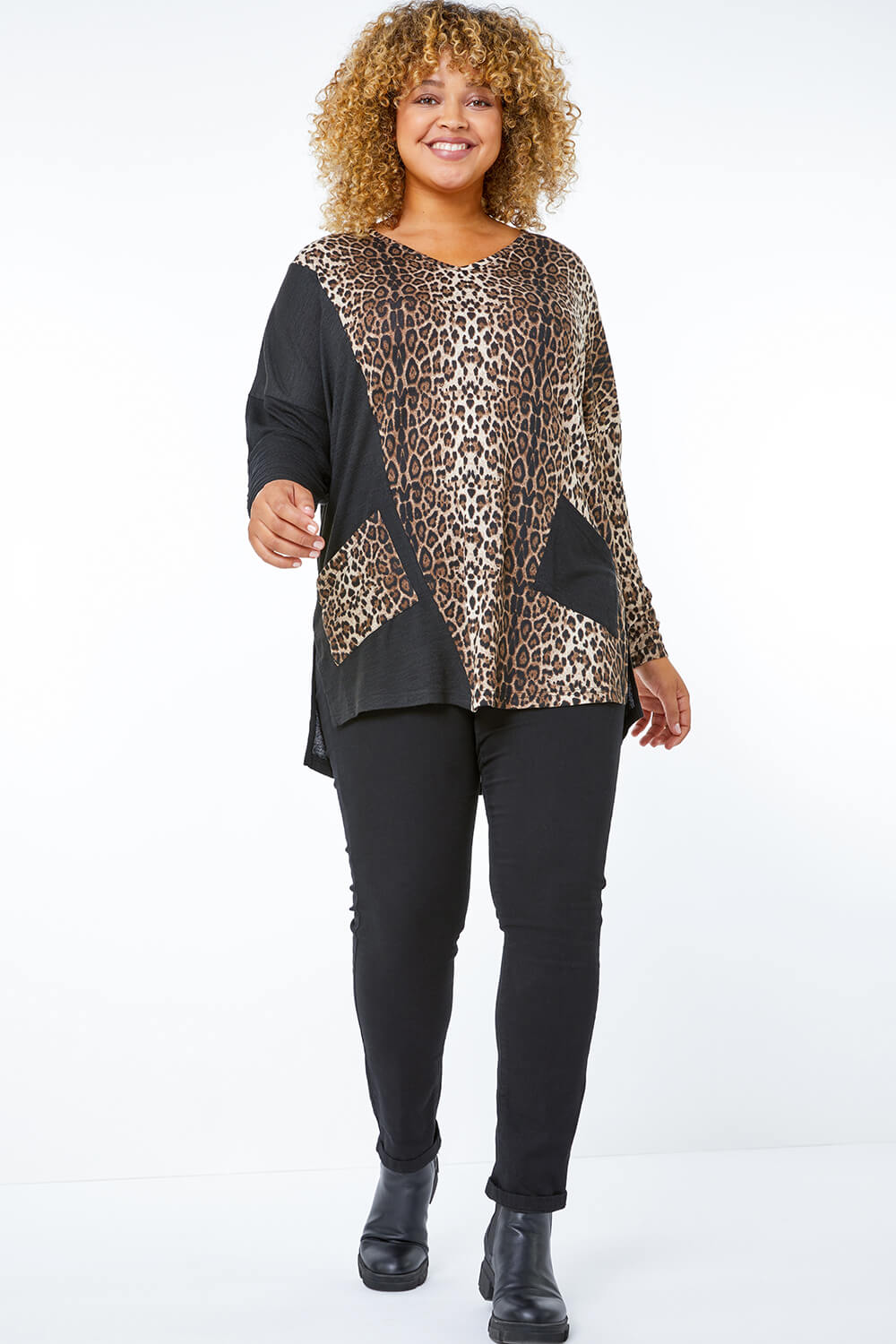 Chocolate Curve Animal Contrast Pocket Top, Image 2 of 5
