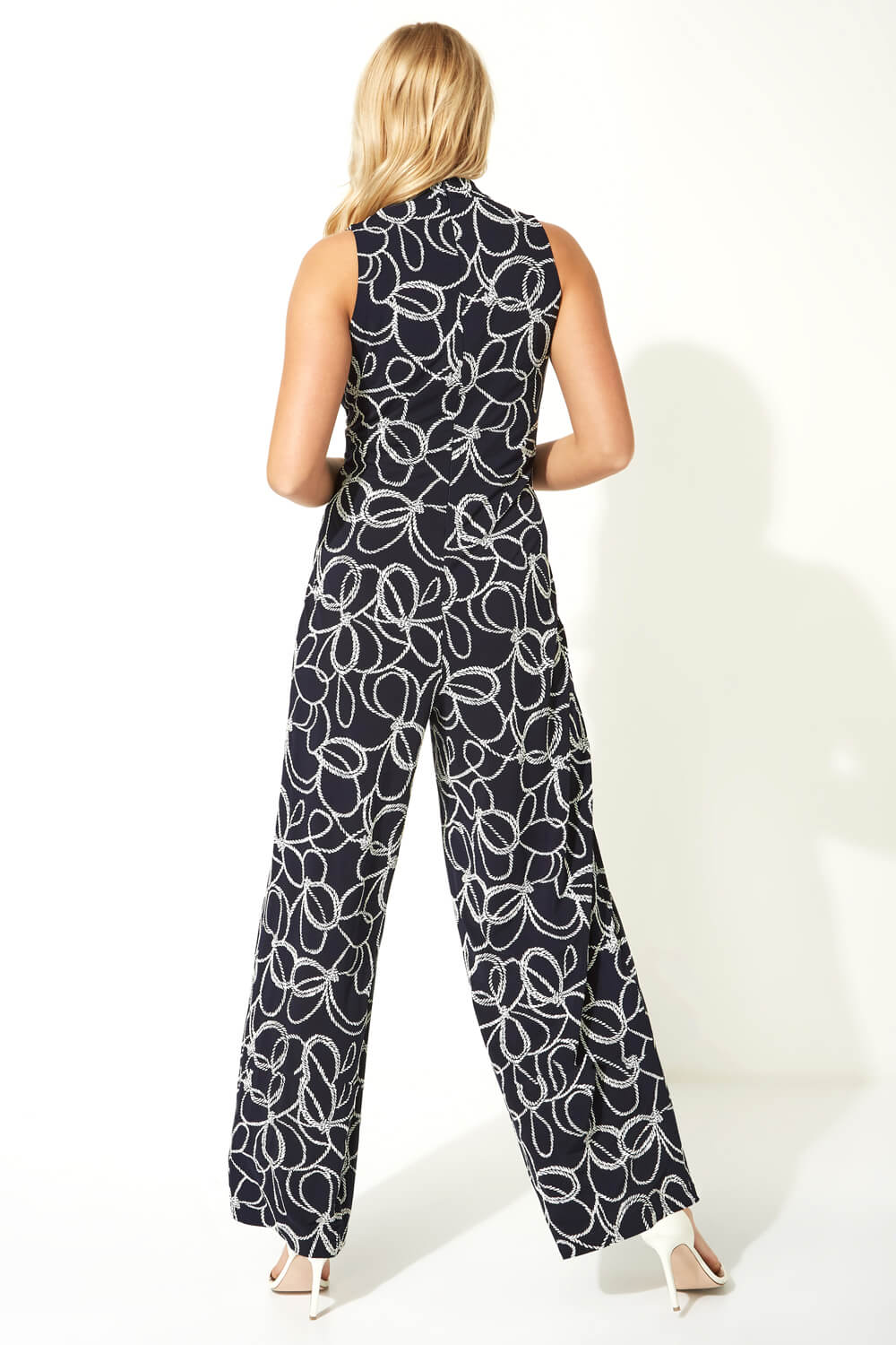 Navy  Nautical Rope Print Jumpsuit, Image 2 of 4