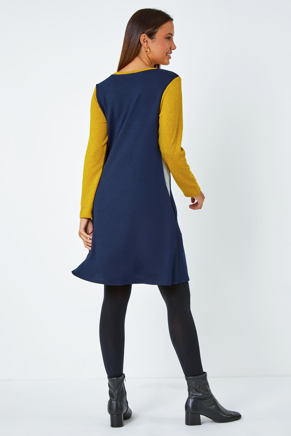 Amber Colour Block Swing Stretch Dress, Image 3 of 5