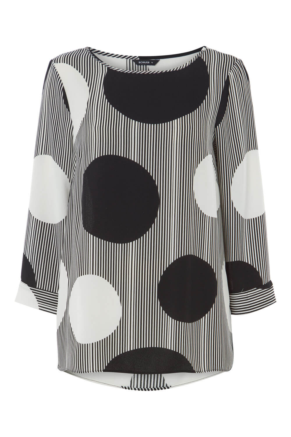 Black Spot Print 3/4 Sleeve Top, Image 4 of 4