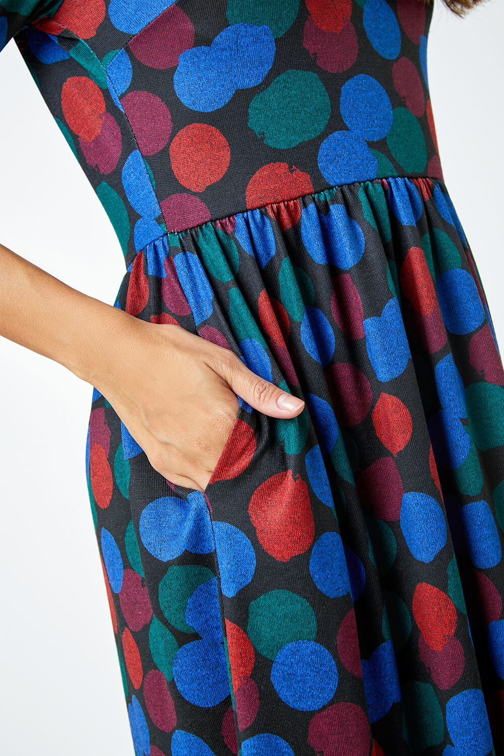 Royal Blue Spot Print Jersey Midi Dress, Image 5 of 5